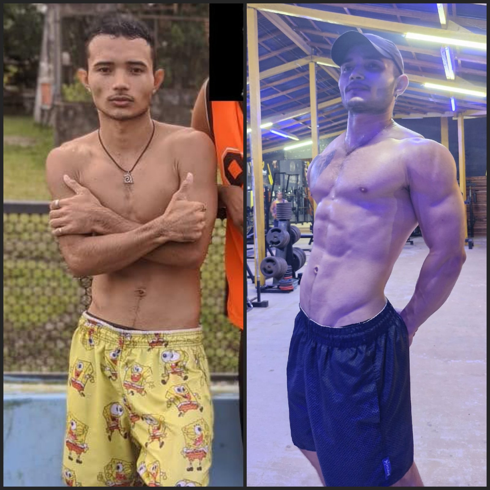 Antes e depois evolução hipertrofia muscular masculino